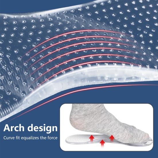 1 Pair Silicone Insoles Transparent Soft Sole Non-slip Shock Absorption Wear-resistant Arch Support Universal Flip-flop Slipper Sandal Shoes Pads