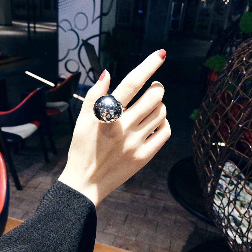 Gift Jewelry Women Ring Adjustable Opening Ring Large Metal Ball
