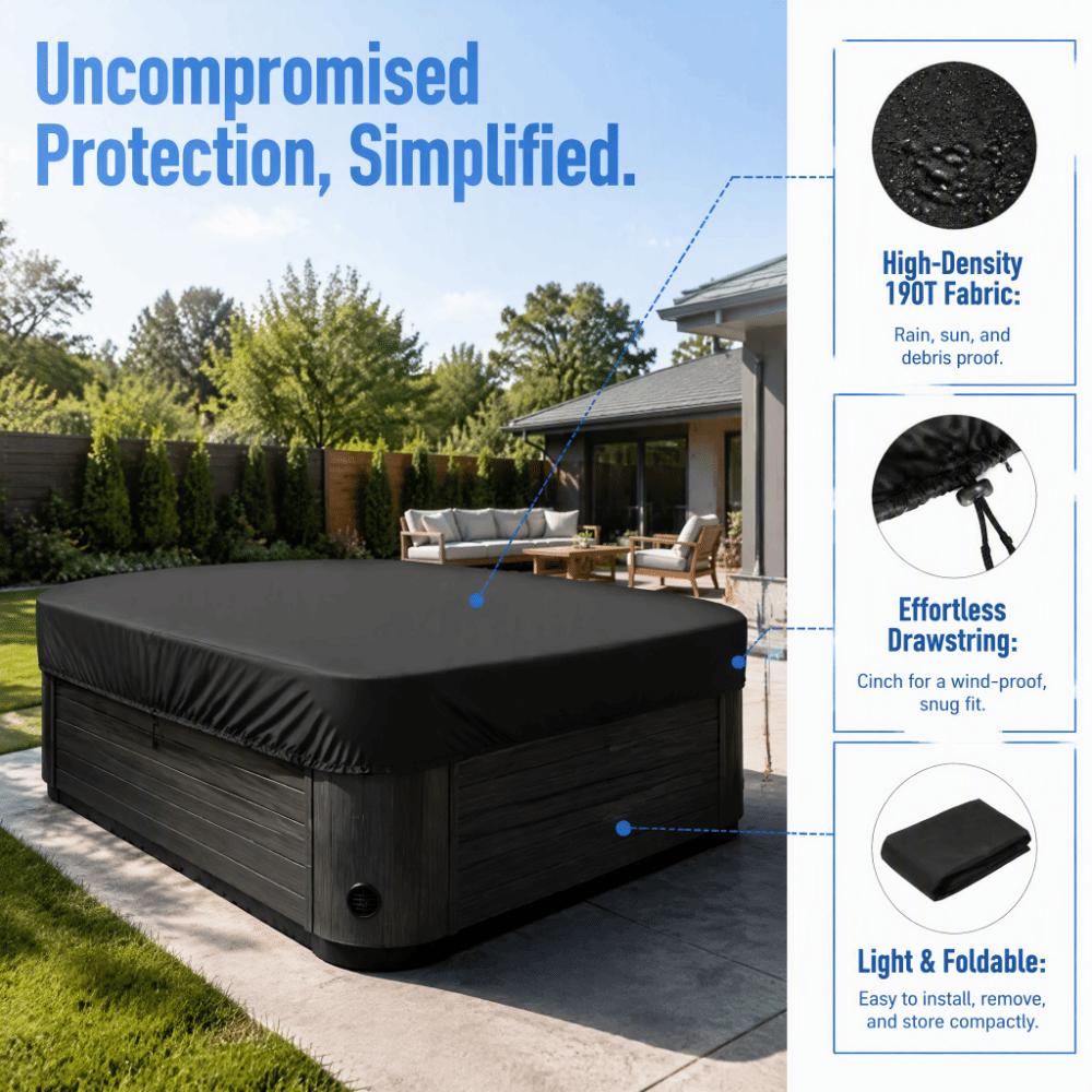 Sunproof Hot Tub Cover Polyester Material Square Hot Tub Cover Outdoor Hot Tub Cover  SPA Cover