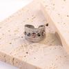 Stainless Steel Colorful Crystal Zirconia Ring for Women Vintage Elegant Open Adjustable Rings Wedding Party Jewelry Gifts