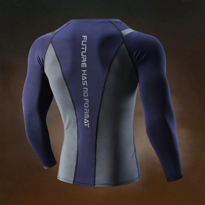 Men's Seamless Fitness Compression Top: Long Sleeve, Quick Dry, Elastic for Muscle Definition.