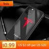 Car Sticker Tesla Carbon Fibre Pattern For Tesla Phone Case for iPhone 16 Pro 11 12 Mini 13 14 Pro 15 Pro Max 7 8 Plus XR XS MAX