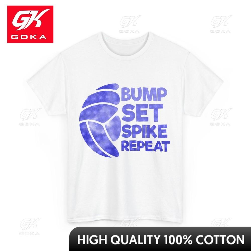 Bump Set Spike Repeat Volleyball Tshirt Volleyball Player Women Fun Cartoon Short Sleeve Printed T Shirt Streetwear Vibe S