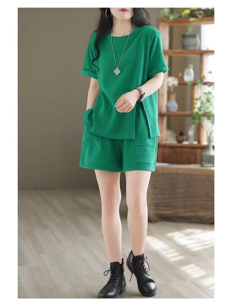 Damen Retro Freizeitshorts & T-Shirt Set - Sommer 2025 Modetrend