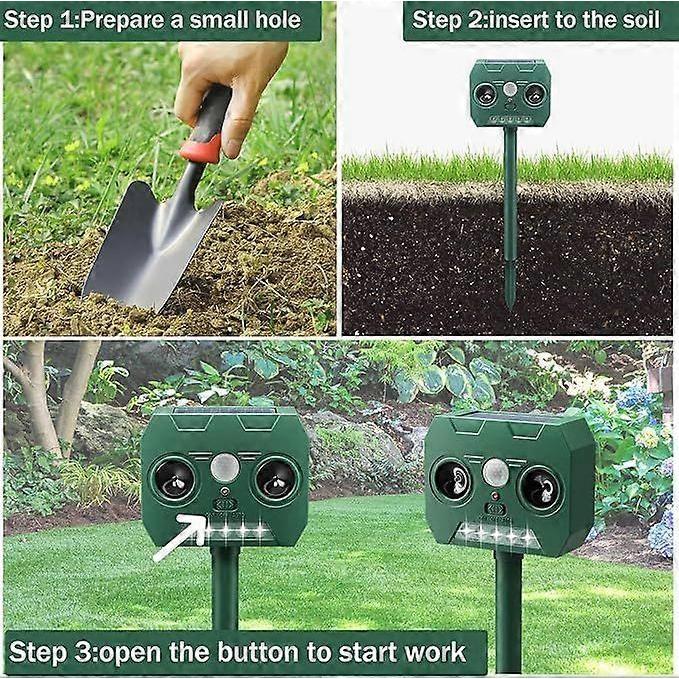 1 Pack Solar Animal Repellent Outdoor Cat Deterrent with Motion Sensor & Flash Light, 2 In 1 Deer Repellent Device for Backyard