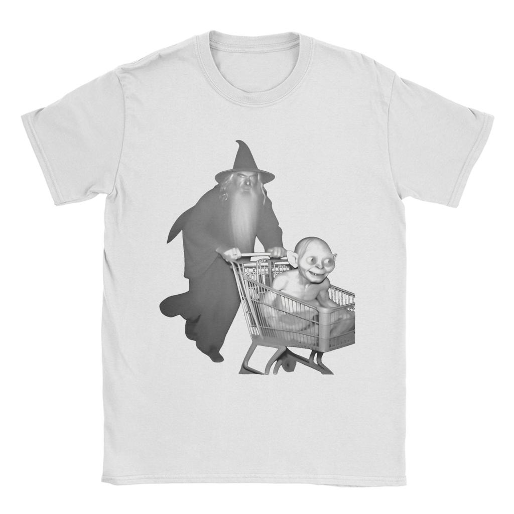 T-shirt Grafica Stampata Gandalf spinge Gollum in un carrello della spesa Per Unisex Il Signore degli Anelli T-shirt in Cotone Manica Corta