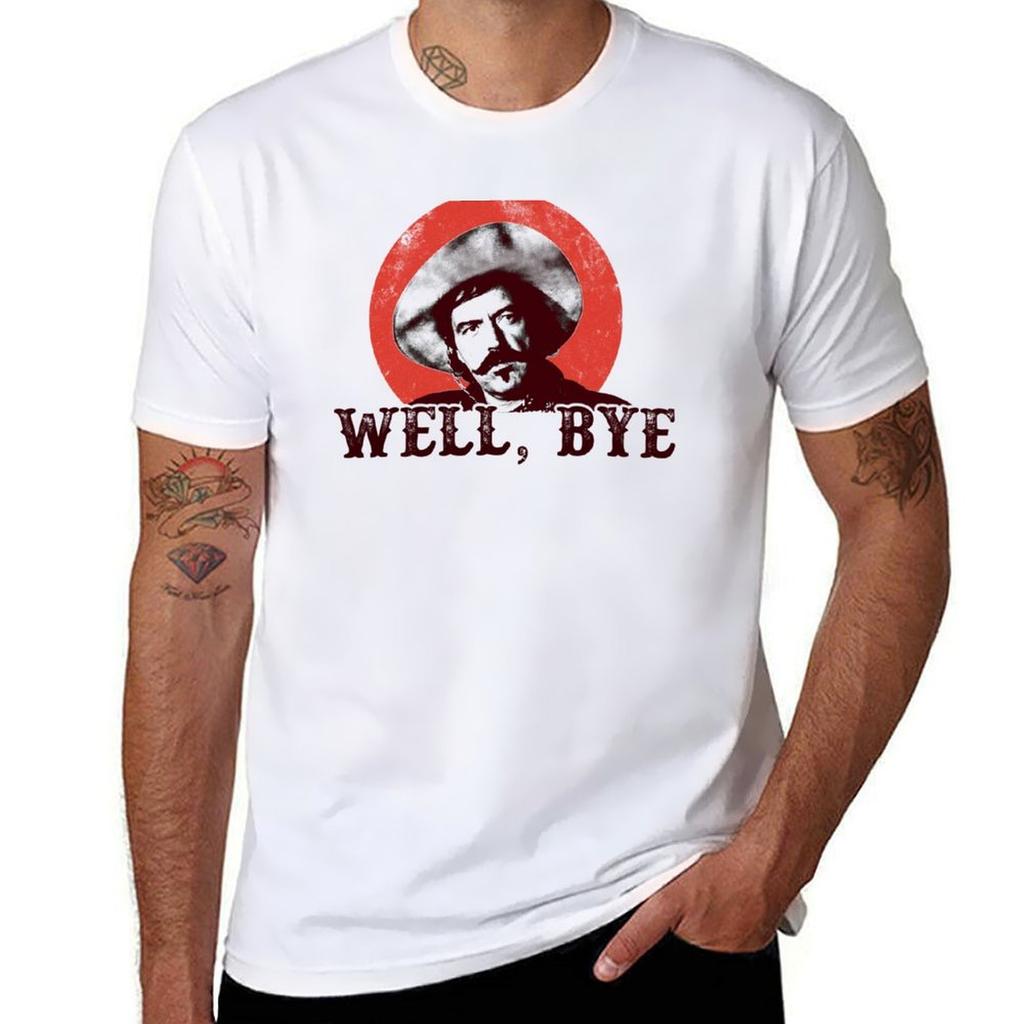 Well Bye in schwarzem Schablonen-T-Shirt Basic Unifarbenes T-Shirt für den täglichen Gebrauch