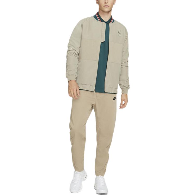 Nike Embroidered Letter Chicken Training Knit Baseball Collar Jacket Men Jacket Khaki DA9764-391