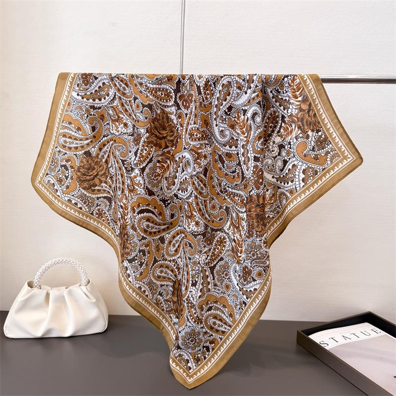 Polka Dot Style Herringbone Pattern Cotton And Linen Small Square Scarf Silk Scarf Imitation Velvet Headscarf Shawl Sun Protection Scarf Women'S Scarf