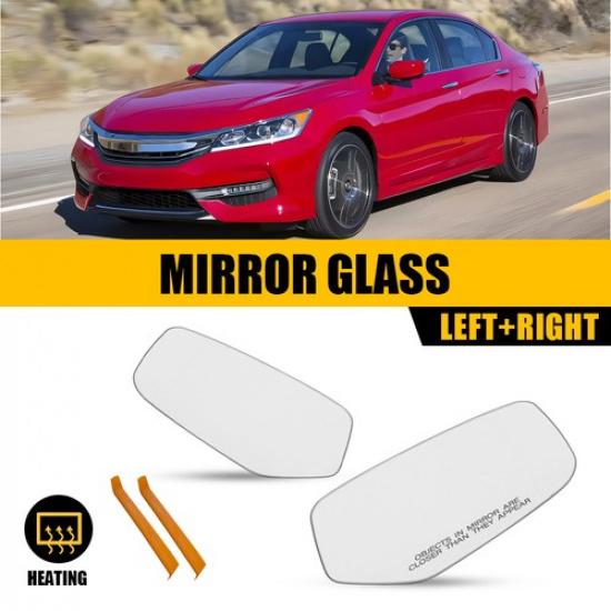 Fit 13-17 Honda Accord Driver Passenger Heated Door Mirror Glass 76253T2GA11 2X