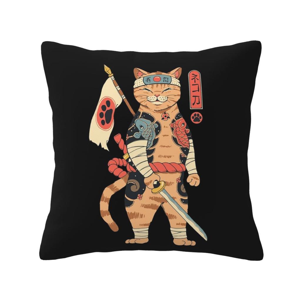 Neko Japanese Shinobi Cat Square Pillowcase Cushion Cover Pillow Case Throw Pillow Cover for Home Bedroom Car