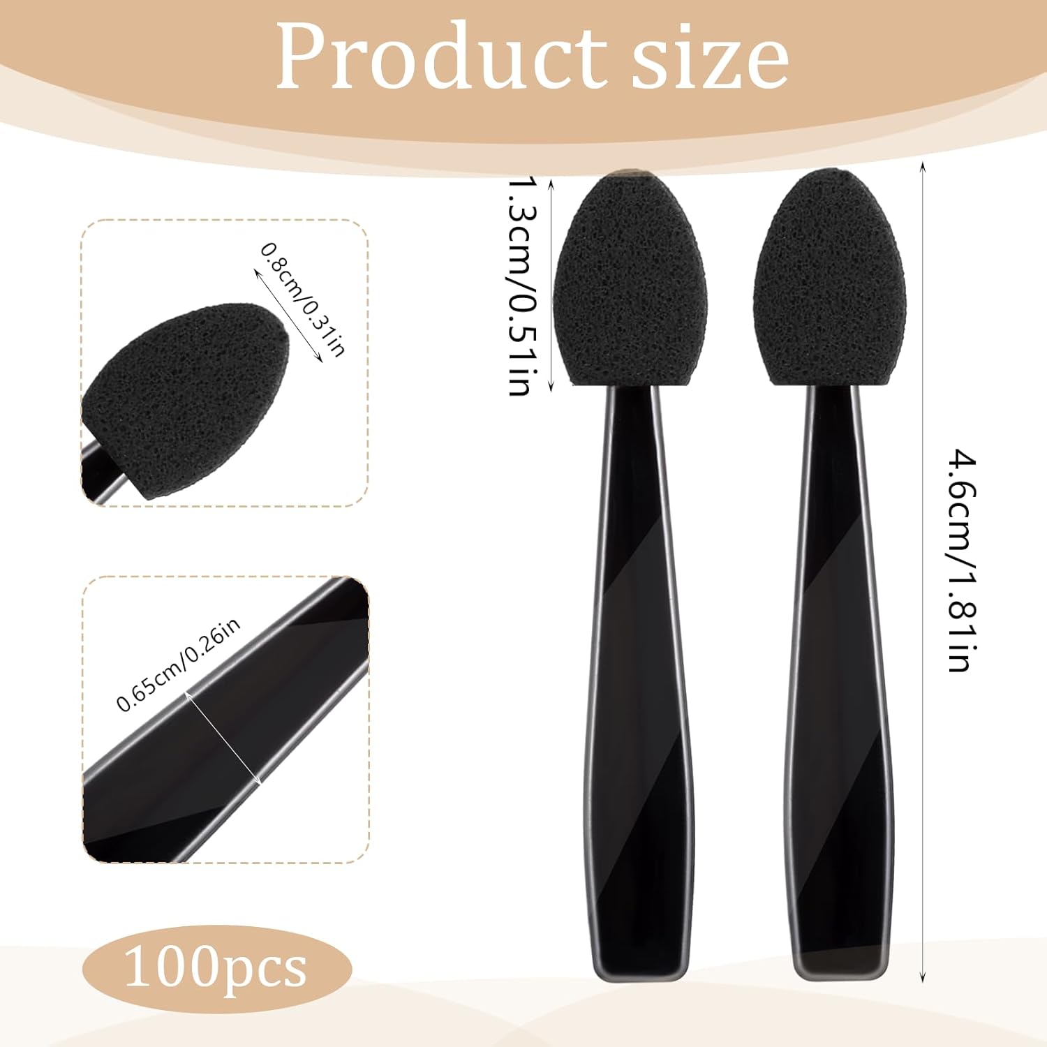 100 Pcs Black Eyeshadow Applicators, Disposable Mini Eyeshadow Brush Portable Travel Eye Shadow Applicator Sticks Multipurpose Eye Lips Makeup