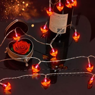 2PCS Heart Shaped String Lights 3m 20 LEDs for Valentines Day Wedding Mother's Day Christmas Party Favors Heart Shaped Lights Red