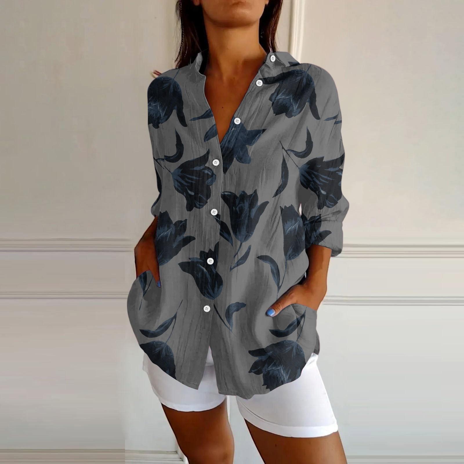 

Женские рубашки на пуговицах из хлопка и льна с длинным рукавом, повседневные летние топы, рабочие блузки L