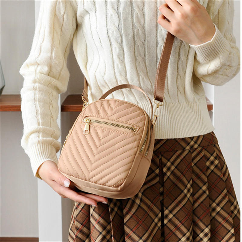 Women's Crossbody Bag Small Trendy PU Leather Shoulder Purse Casual Versatile Vintage Round Phone Bag Travel Daypack