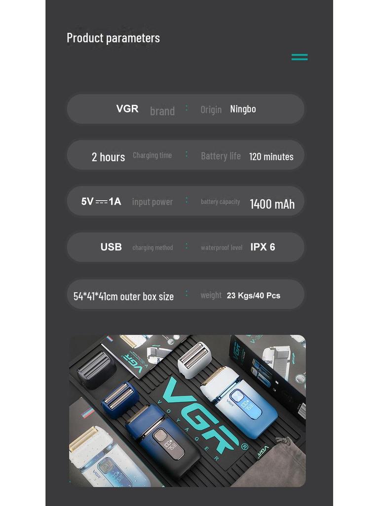 VGR-362 Waterproof Rechargeable Electric Shaver & Bald Hair Clipper