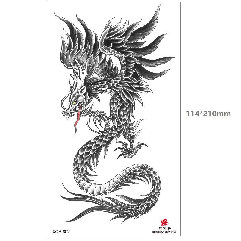 Dragon Wolf Tiger Black Water Transfer Simulation Disposable Temporary Half-Arm Animal Set Tattoo Sticker