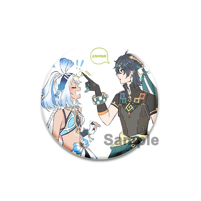 Anime Game Genshin Impact Mualani Soft Button Pins Character Kinich X Mualani Fanart Brooch Handmade Badge Fans Collection Gifts