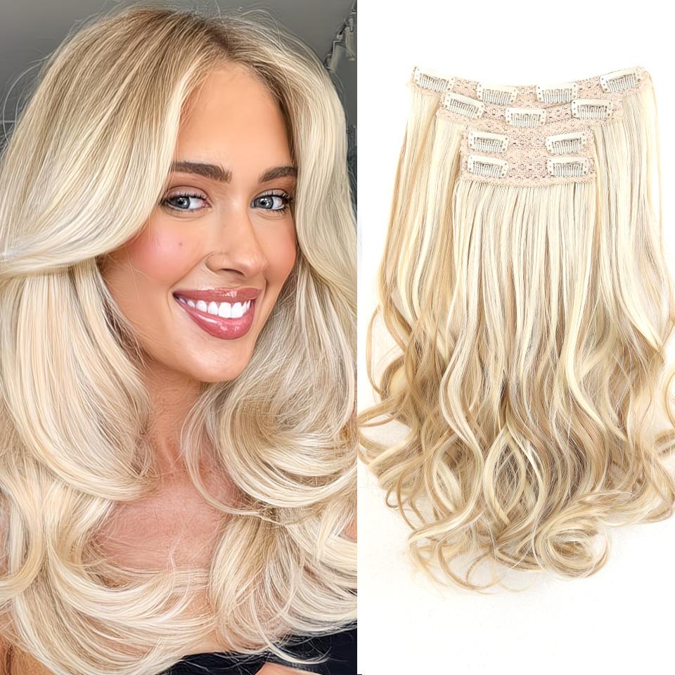 4Pcs Clip In Hair Extensions Invisible Thick Synthetic Hair Clip Extensions for Women Soft and Easy Installation Hair Piece Clip