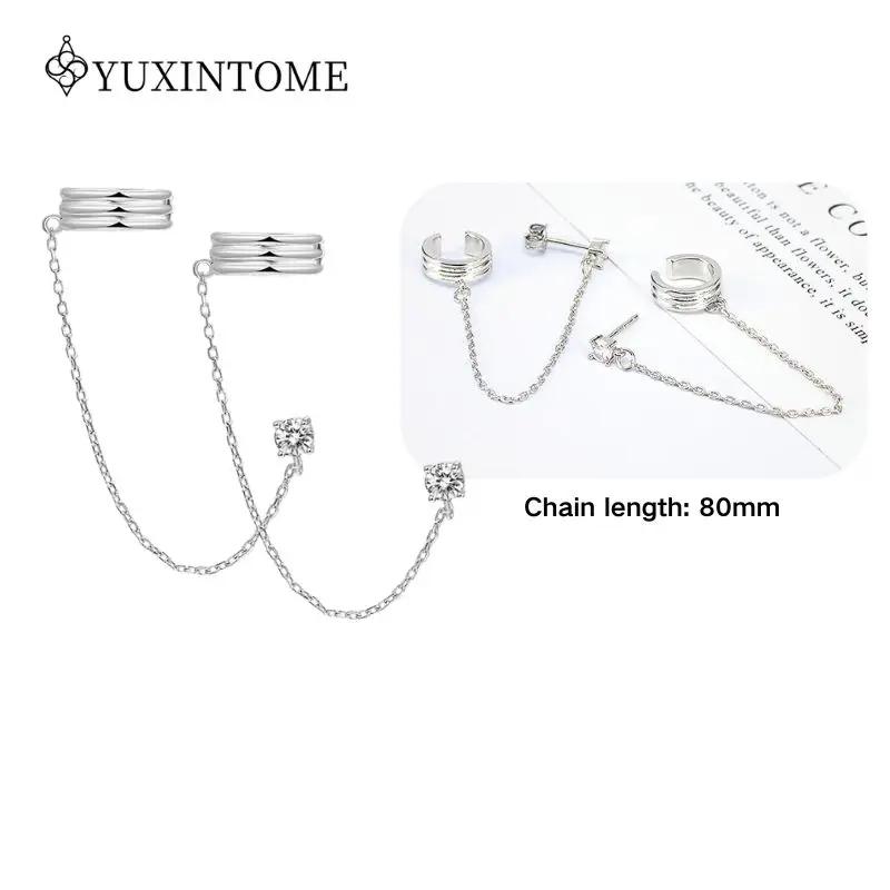 925 Silver Ear Needle Crystal White Zircon Silver Series Tassel Drop Earrings Luxury Fashion Party Jewelry Accessories