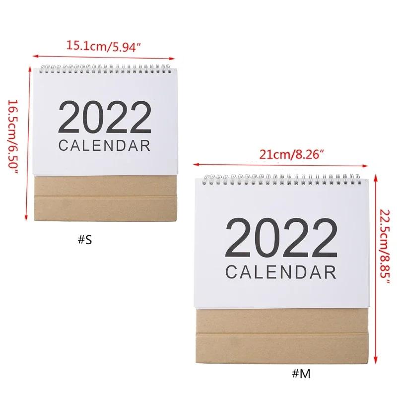 English Daily Monthly Yearly Planner Schedule Agenda Organizer 2022 Simple Desktop Calendar for Home Office