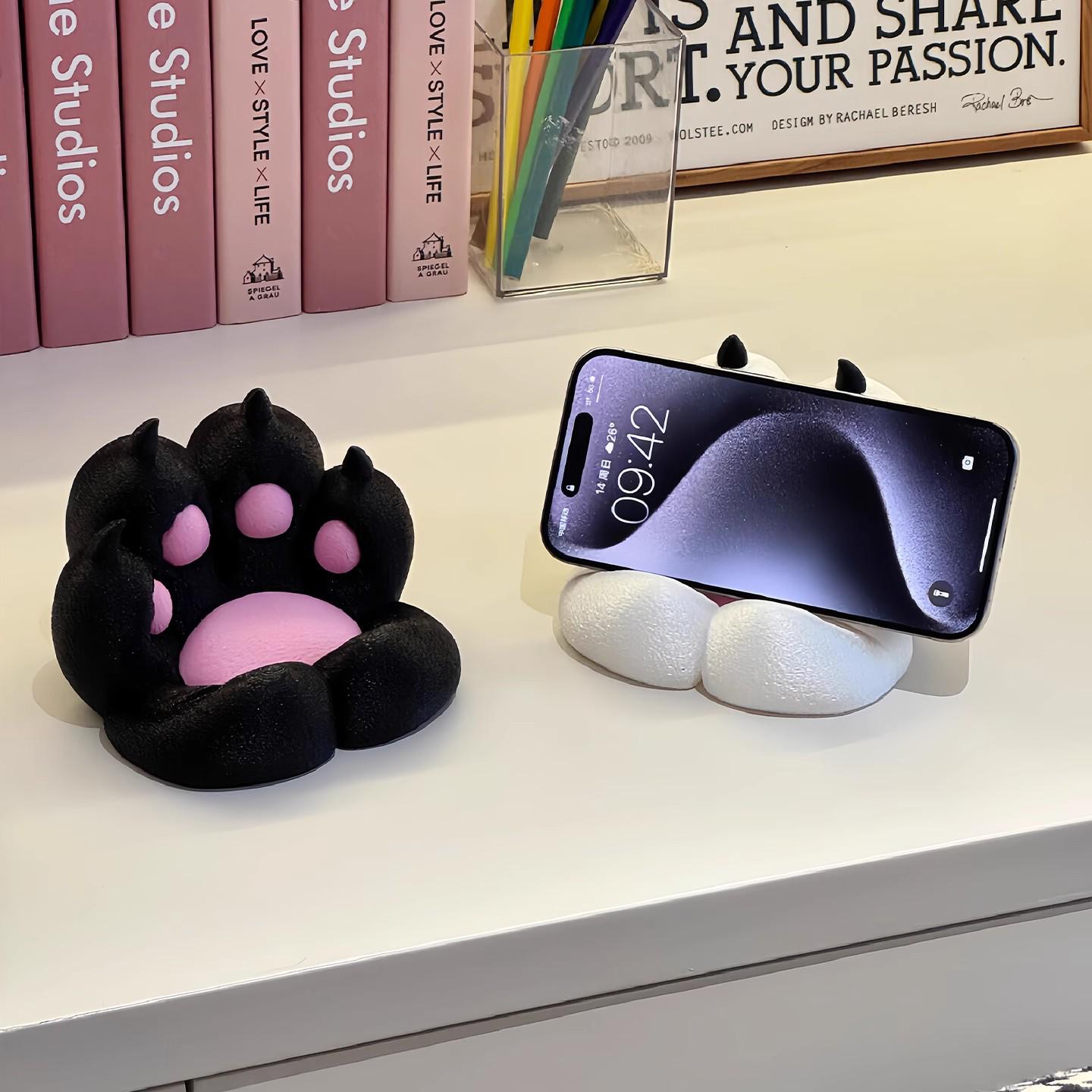 PVC Cat Paw Phone & Tablet Stand – Cute, Creative Desktop Ornament белый