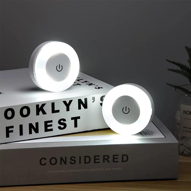 LED Night Lights Touch Sensor Night Lamp USB Rechargeable Magnetic Base Wall Lights Round Portable Dimming Bedside Light Decor