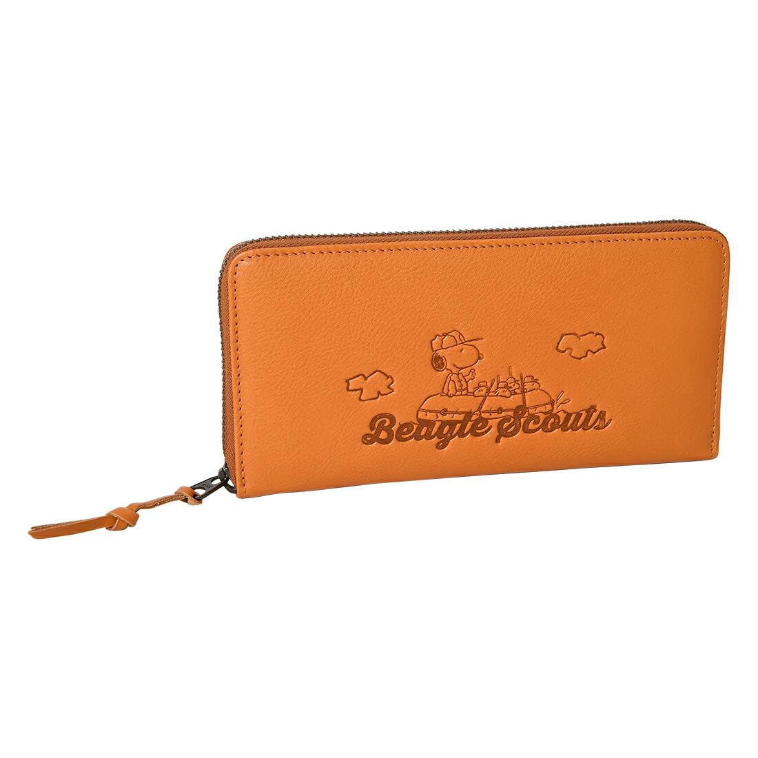

73066 Snoopy Genuine Leather Long Wallet Round Zipper Closure Beagle Scout Orange [Peanuts] Women s