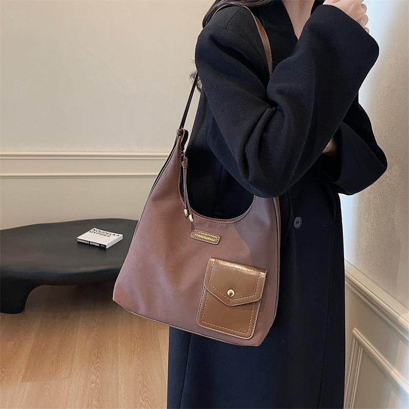 Retro fashion large-capacity tote bag 2025 winter new simple casual shoulder bag premium women's bag