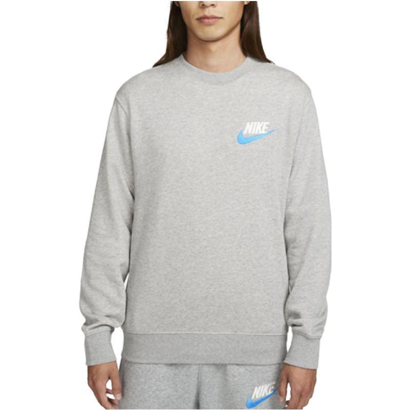 Nike Solid Color Embroidered Swoosh Drop Shoulder Crew Neck Sweatshirt Men Tops Dark-Grey FB7685-063