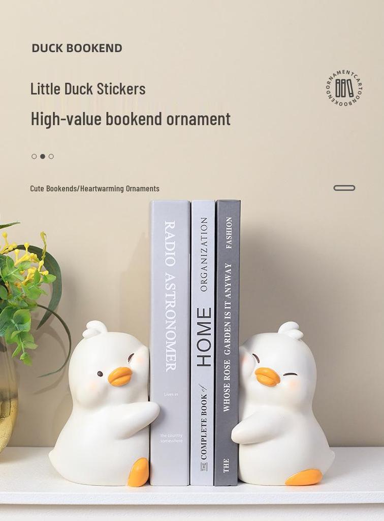 Creative Duck Bookend: Resin Ornament for Bookshelf, Living Room, Bedroom Decor