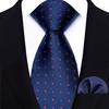 Classic Mens 8cm Tie Set Navy Polka Dot Stripes Tie For Men Wedding Business Party Fashion Design Quality Hanky Necktie Set