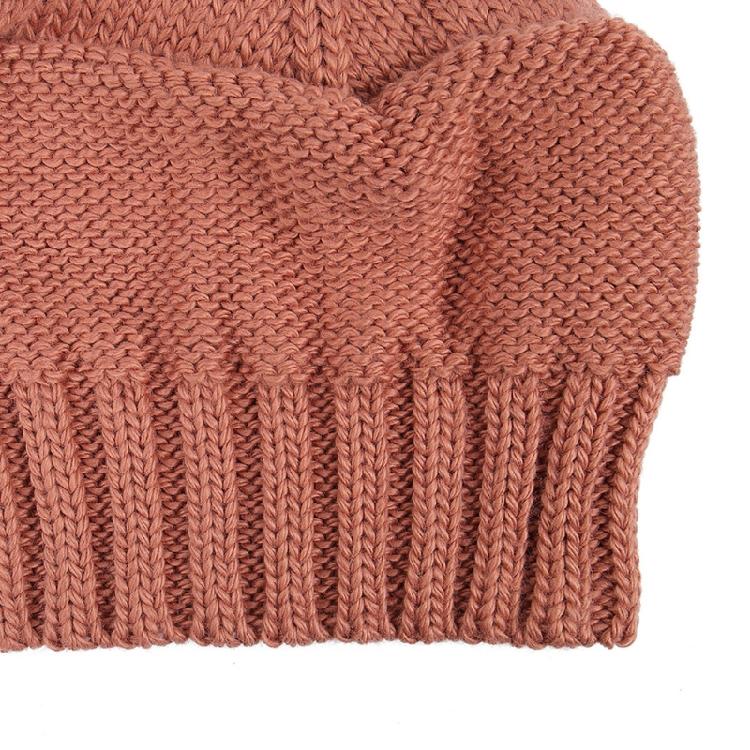 Solid Color Long Twist Braid Beanie Hat Ear Flaps Knitted Hat for Outdoor Sport