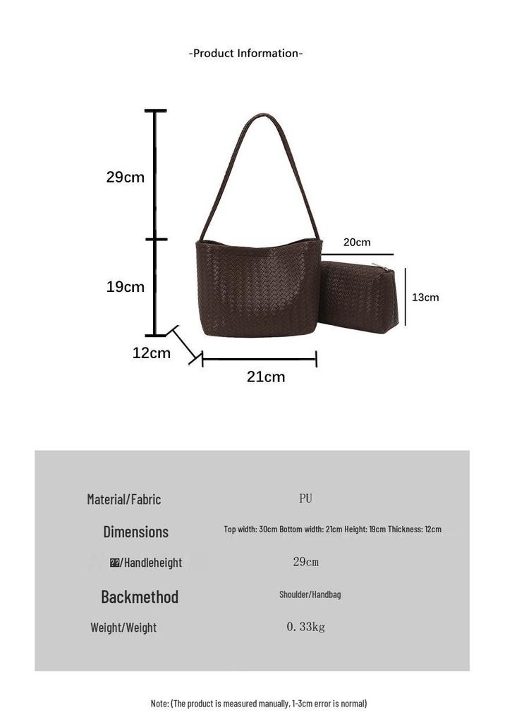 Vintage Cross-Woven Shoulder Tote Bag - Large Capacity, Niche Design Bucket Bag for Women