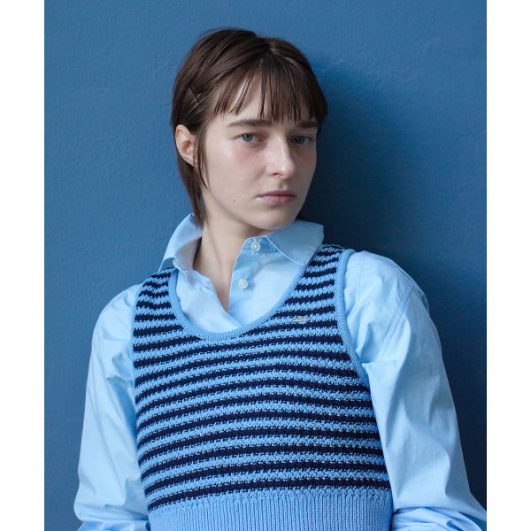 Covernat U-Neck Striped Slim Fit Short Vest Women tops Navy-Blue CO2501KT77NA