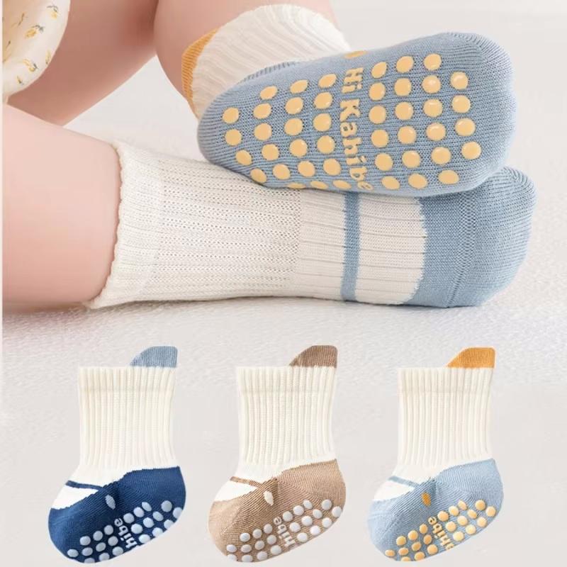 3 Pairs Children's Non Slip Socks For Girls Boys Soft Fashion Kids Boy Girl Socks Spring Autumn Newborn Baby Home Toddler Floor Sock 0-5Years