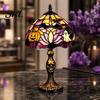 USB Desk Light Halloween Pumpkin Ghost Table Light, Stained Glass Art Night Gothic Bedroom Lamp, Vintage Decorative Lamp for Holiday Party Home