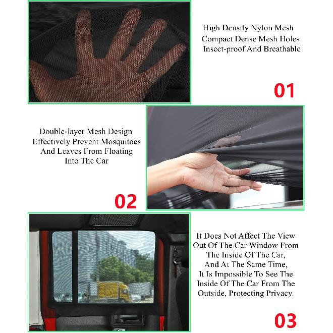 Side Window Sunshade Mesh Shade Cover Nylon Net for Jeep Wrangler TJ JK JKU JL JLU Gladiator JT BJ40 1997-2022 Car