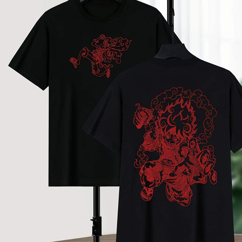 ONE PIECE Nika Luffy Gear 5 Sommer T-Shirt Lässig Sport Fitness Locker Bequem Baumwolle Übergroß Kurzarm Herren Damen Top