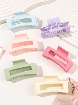 6 Pinzas Grandes Rectangulares Multicolores para el Cabello, Pinzas de Garra de Sujeción Fuerte, Accesorios para Mujeres, Niñas, Cabello Fino, Grueso