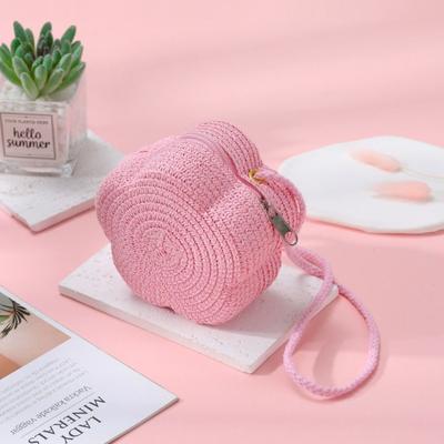 Children's Straw Shoulder Bags Beach Bag Coin Purse Kids Flower Woven Crossbody Bag