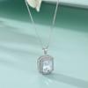 925 Sterling Silver Necklace Wholesale European and American Style Fashion Rectangular Zircon Square Diamond Pendant Collarbone Chain Ins