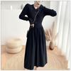 Mid-length Sweater Dress A Versatile Solid Color A-line Knitted Dress for Women Casual and Warm Pullover