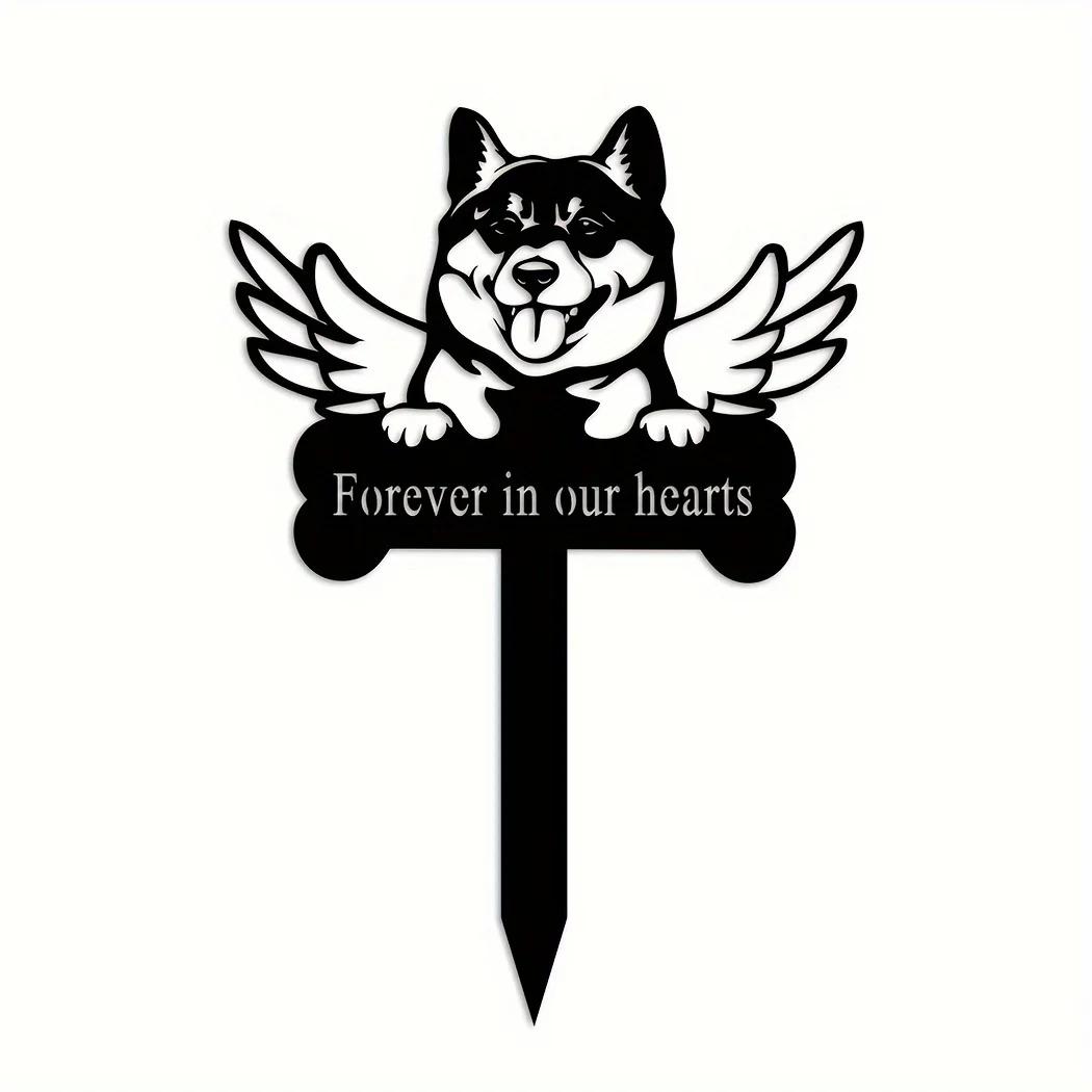 

1 шт. Мемориальный столб для собак – металлический знак сочувствия, маркер для могилы питомца, памятный столб, украшение двора для дани уважения любимому питомцу чёрный