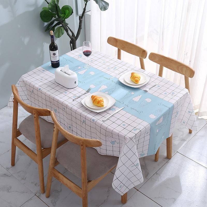 Simple And Advanced Sense Waterproof, Oil-Proof, Leave-In And Dirt-Resistant Home Picnic Student Modern Grid Peva Tablecloth