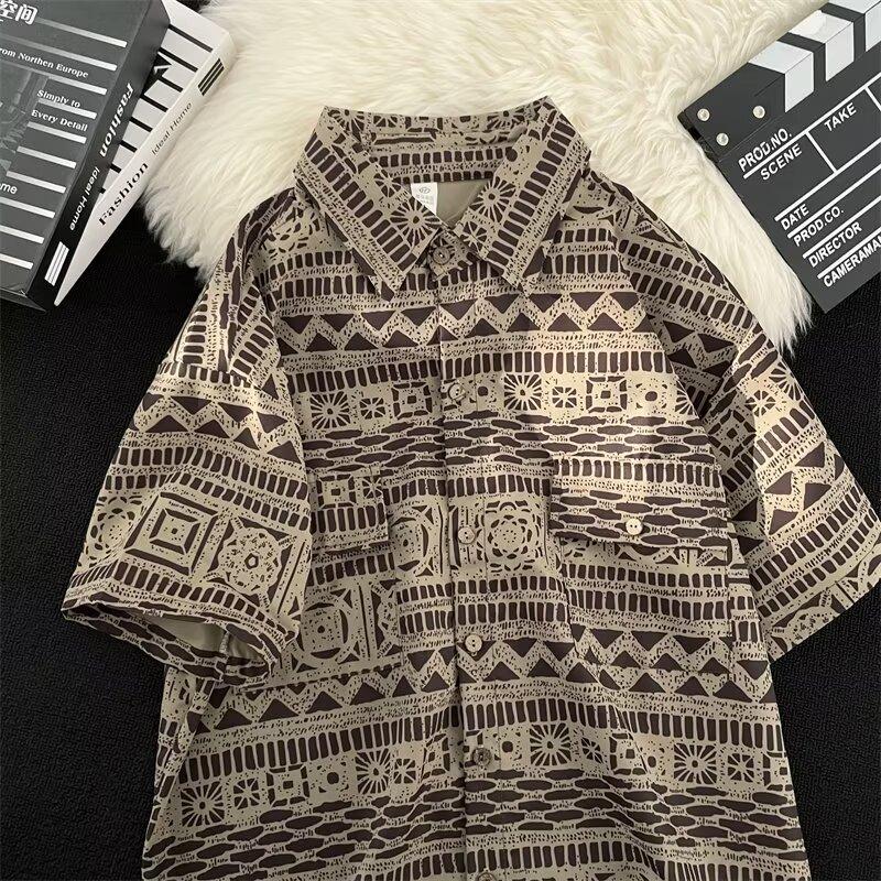 

Мужская рубашка с короткими рукавами, дизайнерская, нишевая, летняя, трендовая, универсальная, красивая, повседневная 2XL