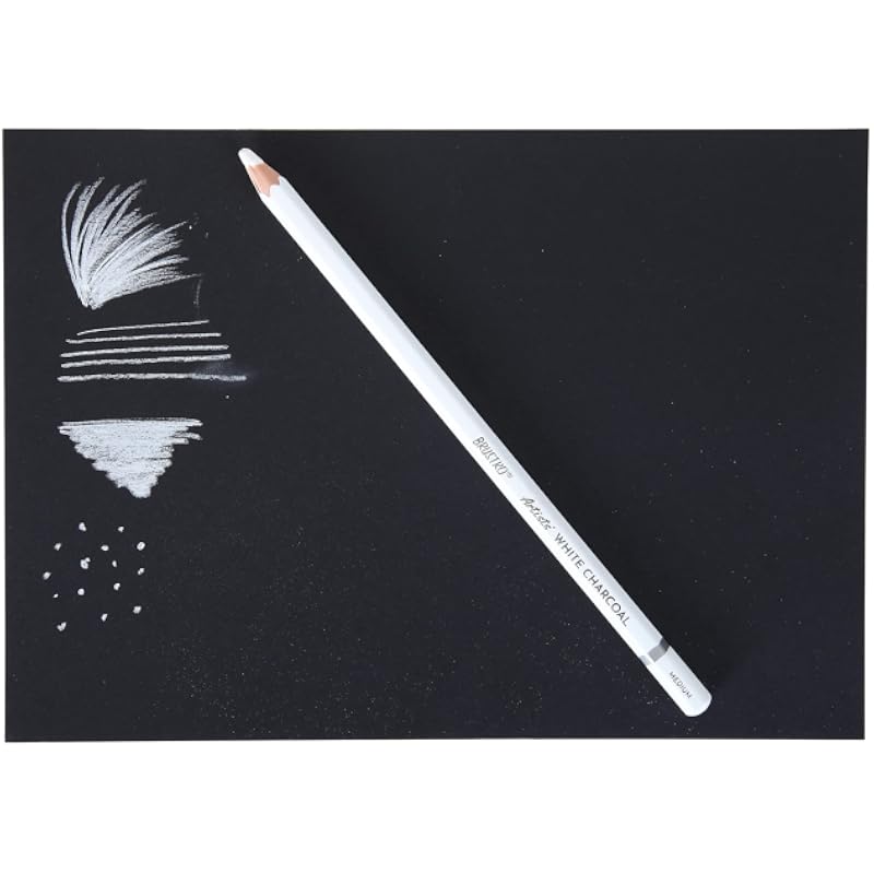 BRUSTRO Artists Coloured Pencils | Black & White | Set of 6 (3 Whites and 3 Blacks) | Ideal for Students and Adults, Col