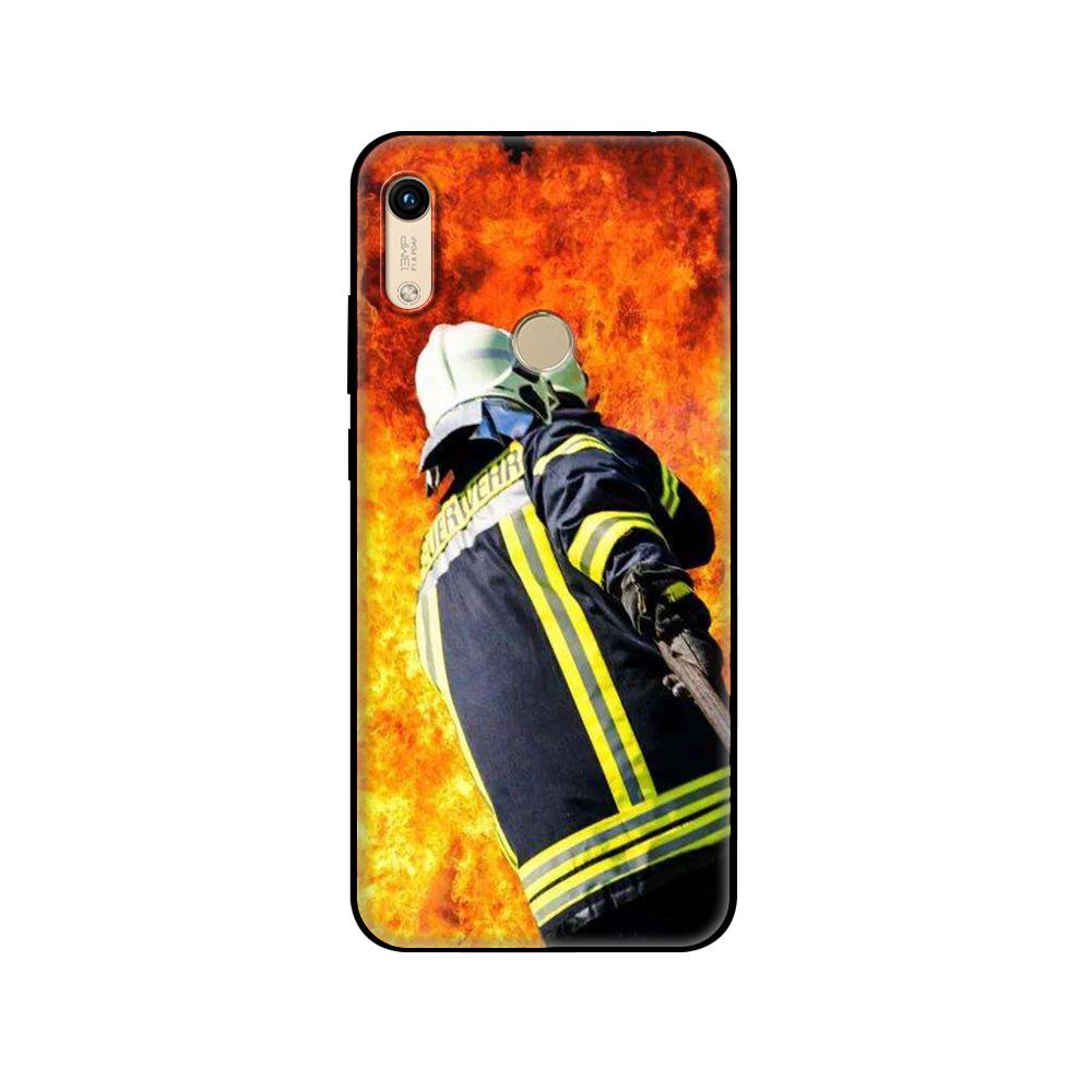 Černé TPU pouzdro pro Huawei Honor 8a Prime 8s Prime 9 Lite honor 9A 9C 9X Premium 9x Pro 9S Pouzdro Kryt Hasičští hrdinové Hasič