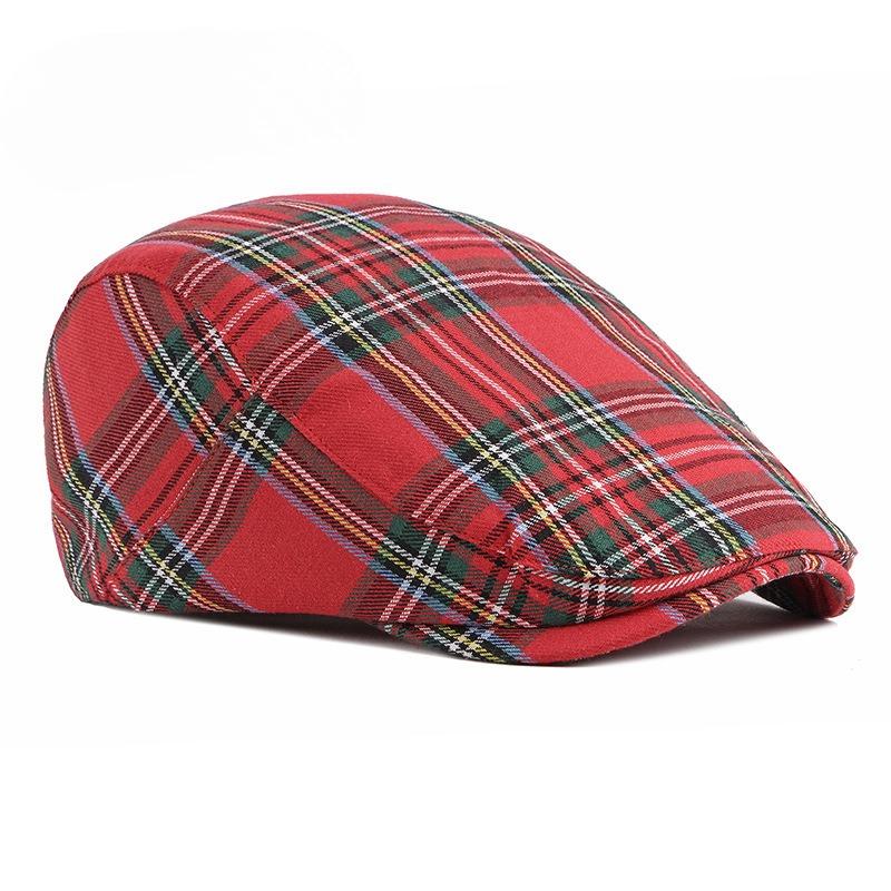 British Retro Plaid Beret for Men Women Spring Summer Breathable Flat Cap Fashion Sunshade Duckbill Cap Newsboy Hat