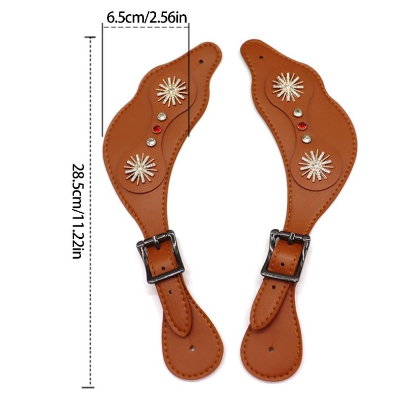 Vintage Western Good Strap with Adjustable Buckles PU Leather Western Flower Boot Good Strap for Horses Riders